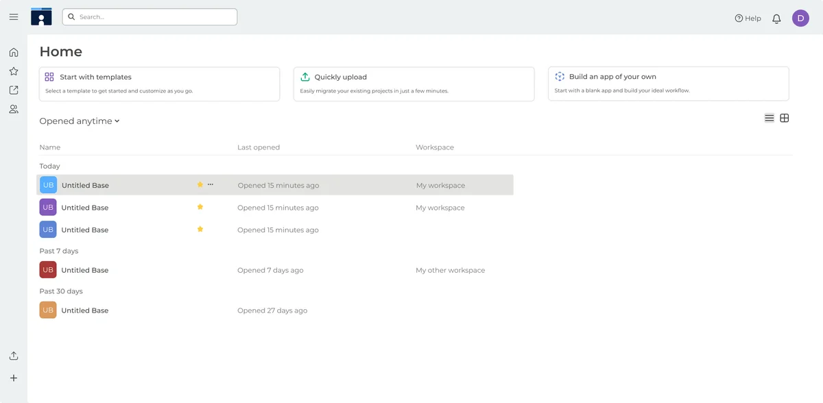 IConnect platform dashboard showing centralized operations hub with workspace navigation, templates, and project management